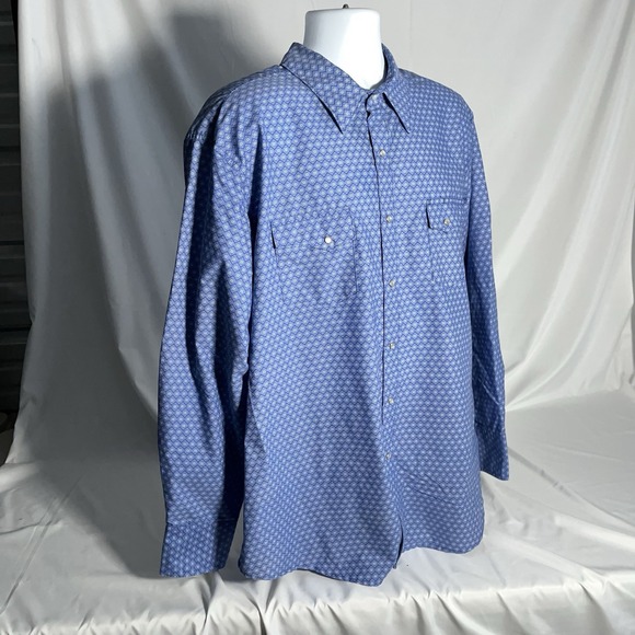 Wrangler Rancher Western Pearl Snap Shirt Mens XXL Blue Cowboy Yellowstone Rodeo - Picture 6 of 7